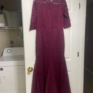 NWT | Burgundy Lace Evening Gown